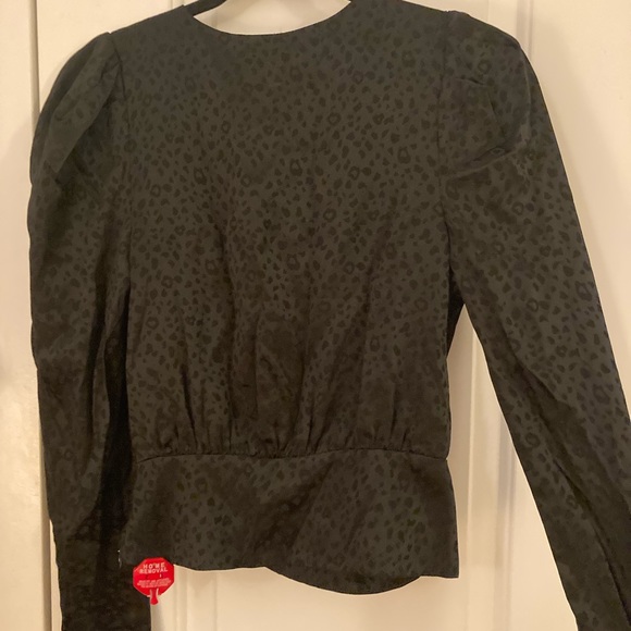 NWT Ronny Kobo BLACK NOT BLUE leopard silk bow cut out top size small $358 - Picture 12 of 15